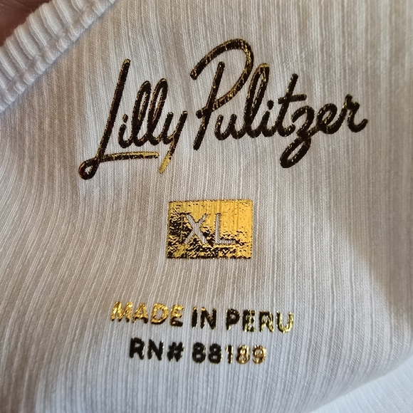 NWT Lilly Pulitzer Gael Knit White Ribbed One Shoulder Top Size XL Chic Elegant - Picture 7 of 7